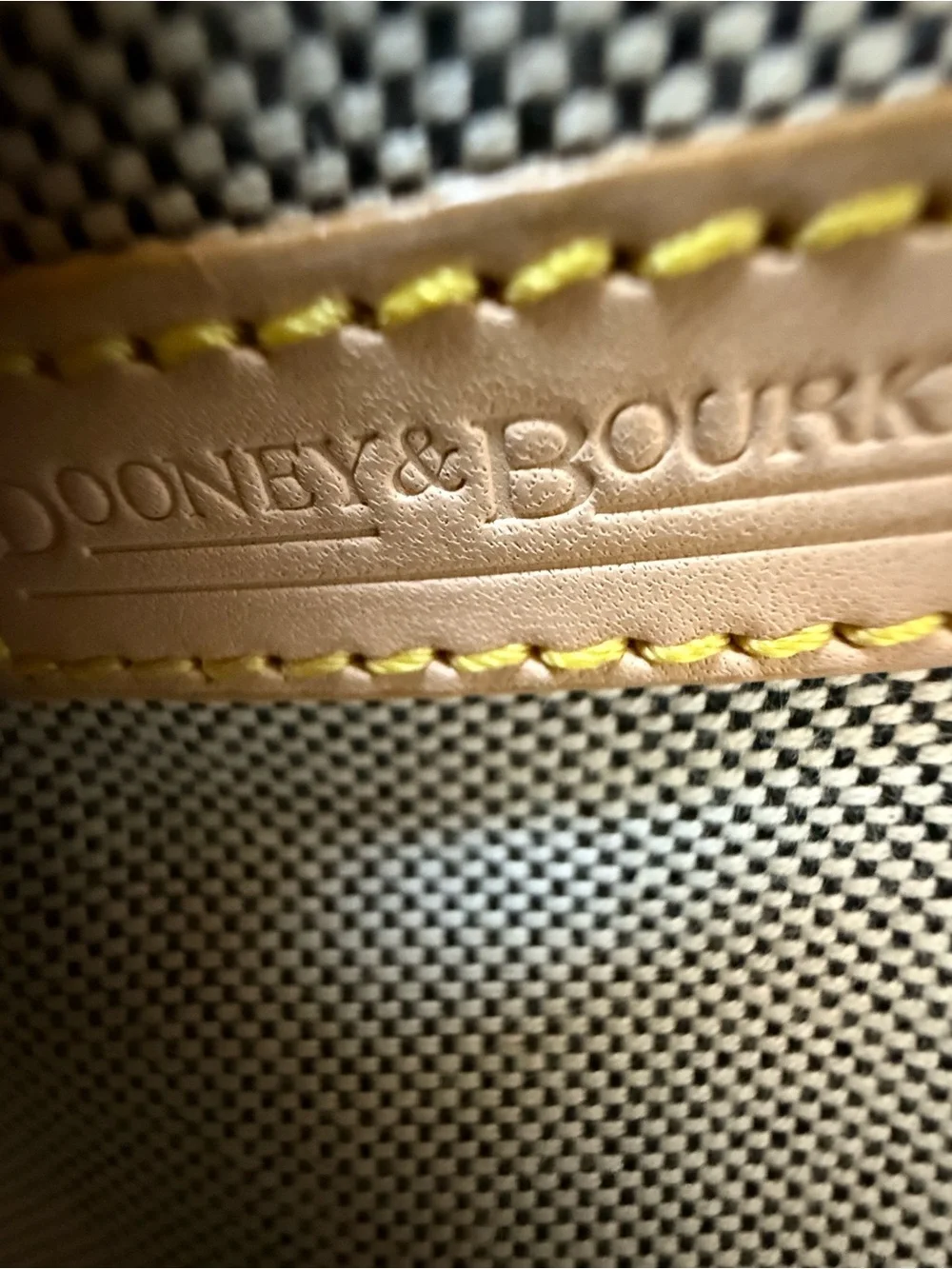 Dooney Bourke Black Multicolor DB Monogram Satchel Tan Leather Y2K